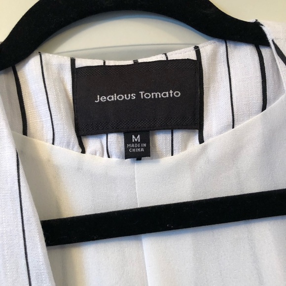 Jealous Tomato women's white pinstriped blazer - Picture 3 of 4